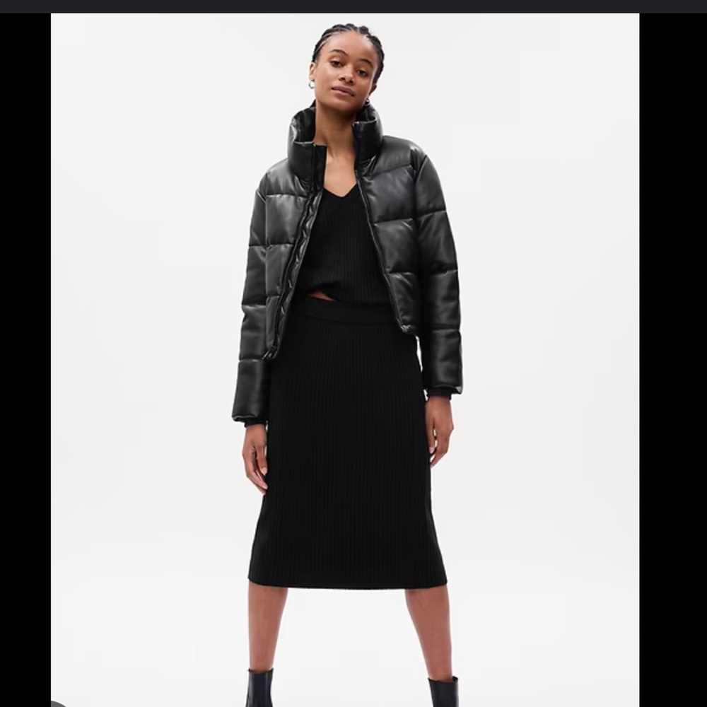 Gap Faux Leather Quilted Bomber Jacket